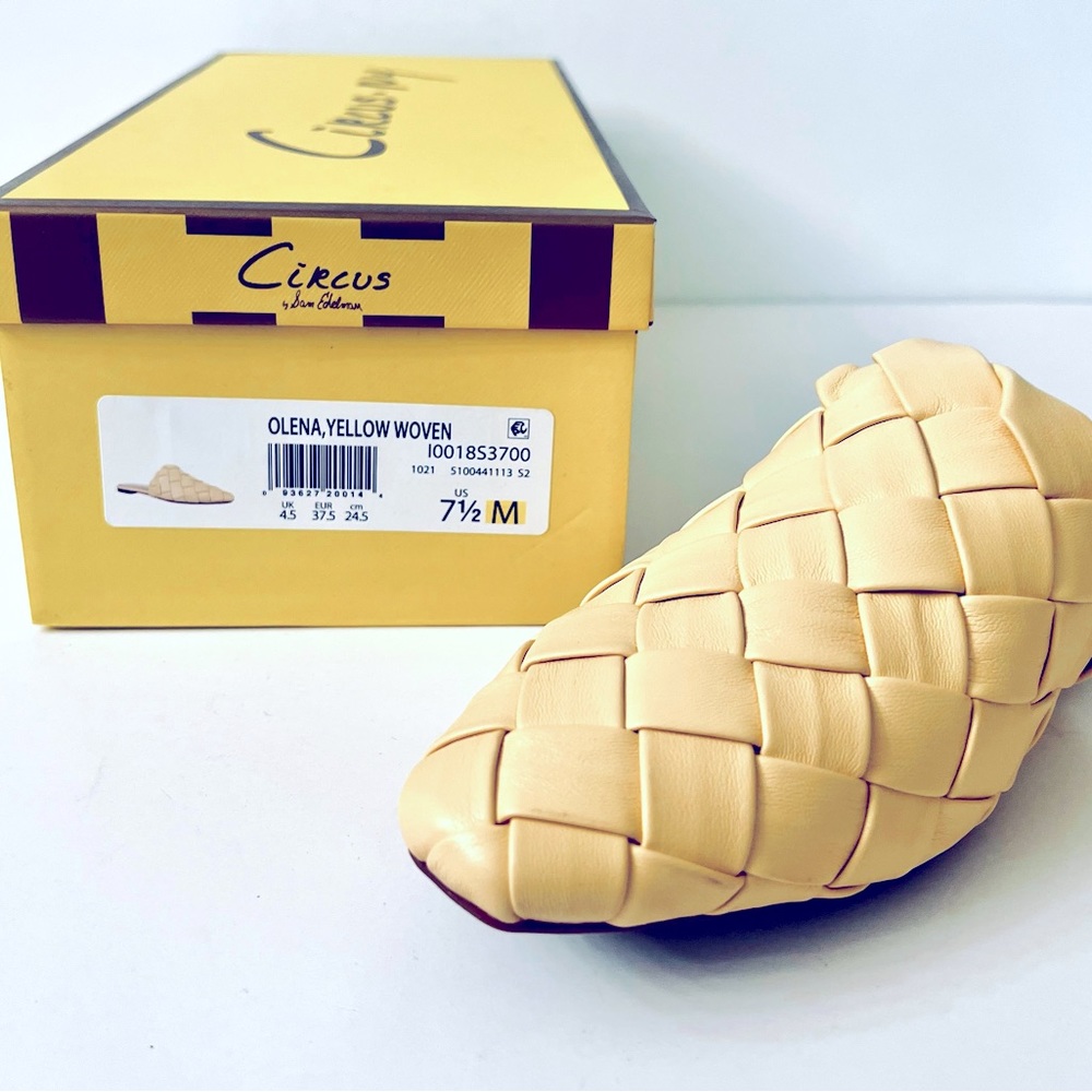 SAM EDELMAN Circus NY OLENA woven yellow mules size 7.5